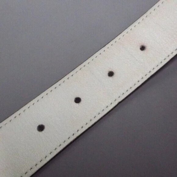 100% Auth HERMES Double H Brown Cream Leather Hardware square K Belt 364-102724 - Picture 5 of 7